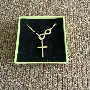 Gold Infinity Cross Pendant Necklace